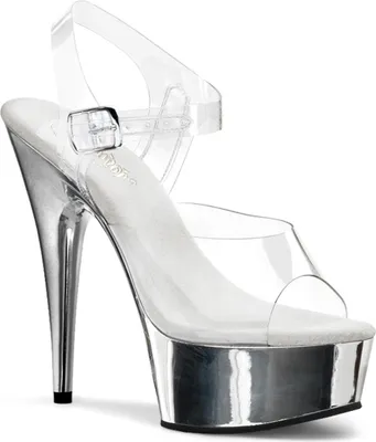 Produktbild von DELIGHT-608 Damen Sandale von Pleaser, Transparent Silber , EU 42, US 12