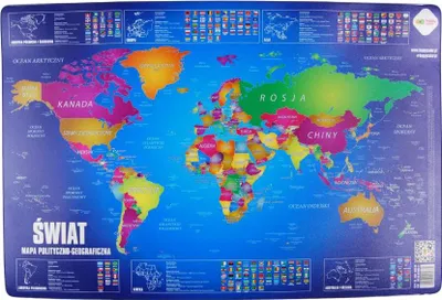 Produktbild von Schreibtischunterlage aufgeklebt Politisch-geographische Weltkarte Happy Color