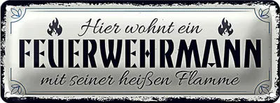 Produktbild von Blechschild Spruch 27x10cm Hier wohnt ein Feuerwehrmann Dekoration