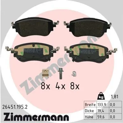 Produktbild von ZIMMERMANN Bremsbeläge Satz Vorne Bremsklötze für FIAT TIPO Kombi (356) 26451.195.2