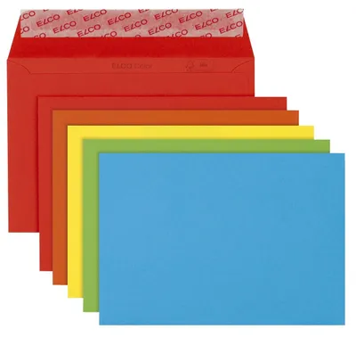 Obrázok produktu pre Elco 74634.00 Farebná obálka - C6, malé balenie po 20 ks, 5 rôznych farieb, lepidlo citlivé na tlak