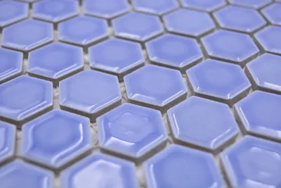 Produktbild von Handmuster Keramik Mosaik Hexagon blau glänzend Mosaikfliese Wand Fliesenspiegel Küche Bad MOS11H-0506_m