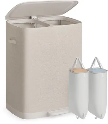 Produktbild von Famanu Wäschekorb mit Pedalmechanismus - 160L, 2 Fächer