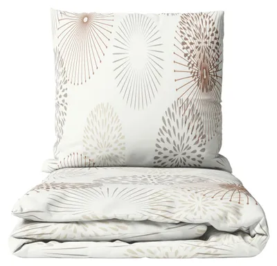 Produktbild von Bettwäsche 135x200 cm Set Winter Thermofleece Beige Grau Weiß Kreise Ornamente flauschig warm 4 teilig
