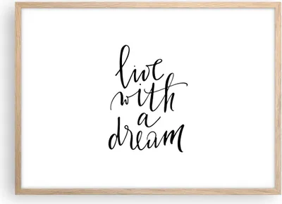 Produktbild von Gerahmtes Poster - Rahmen in heller Eiche - Handschriftlich Live Ein Traum - 70x50 cm - Wand Bild - Wanddeko - Wandbilder - Kunstposter - Wandposter - Bilderrahmen - Bilder - P2NAA70x50-4423