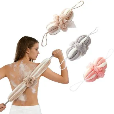 Produktbild von Dehnbarer Badeschwamm aus Netzgewebe zum Peeling, Duschschwamm mit einfacher Schaumbildung für Männer und Frauen, Körperwaschlappen für reinigendes Körperpeeling (3 Stück)