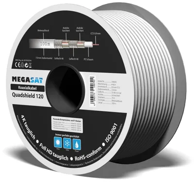 Image de Megasat Quad Shield 120dB, bobine de 100m