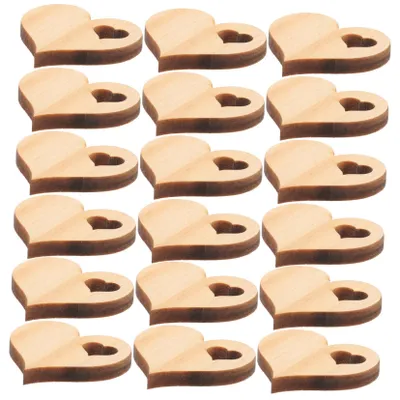 Productafbeelding van Houten hartjes - 50 stuks - Voor decoratie - Beige - 3,80 x 3,30 x 0,50 cm