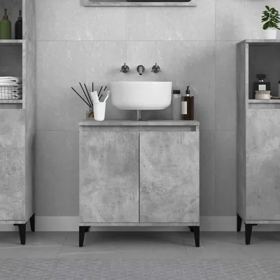 Produktbild von vidaXL Waschbeckenunterschrank Betongrau 58x33x60 cm Holzwerkstoff