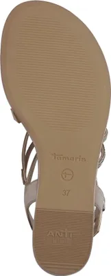Produktbild von Tamaris Damen Sandale Riemchen Sandalette mit Strassbesatz 1-28103-42, Größe:39 EU, Farbe:Gold