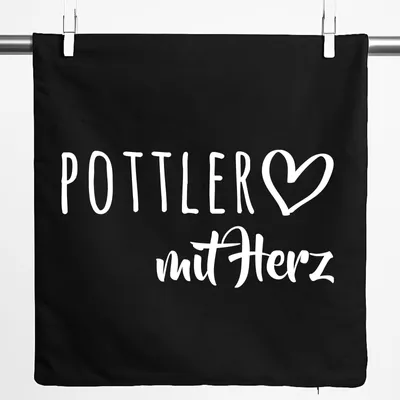 Produktbild von Huuraa Kissenbezug Pottler mit Herz 40x40cm Black Baumwolle Dekokissenbezug Geschenkidee
