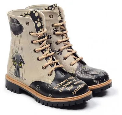 Produktbild von Beige und Schwarz Damen Stiefeletten von Goby mit Katzen TMS102 42