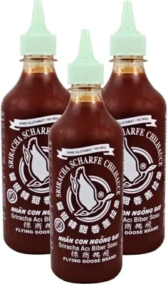 Produktbild von 3er-Pack FLYING GOOSE Sriracha Chili Sauce (3x 455ml) | ohne Glutamat | Scharfe Chilisauce | No MSG