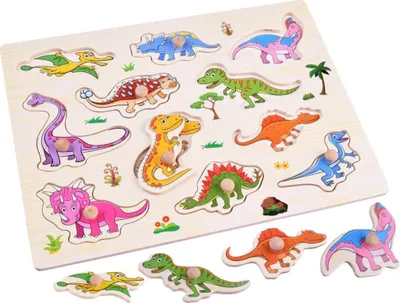 Immagine prodotto di Dinosauri in legno, 11 pezzi Jokomisiada