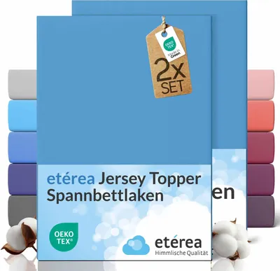 Immagine prodotto di etérea Set di 2 lenzuolini comfort in jersey Topper Azzurro 180x200 - 200x200 c