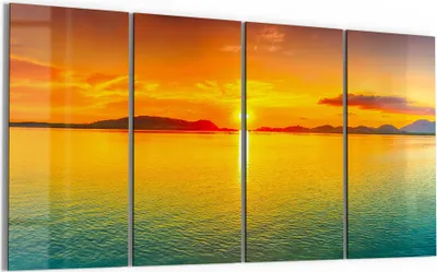 Produktbild von DEQORI Glasbild Echtglas 4x30x60 cm 'Abendsonne am Horizont' Wandbilder XXL groß