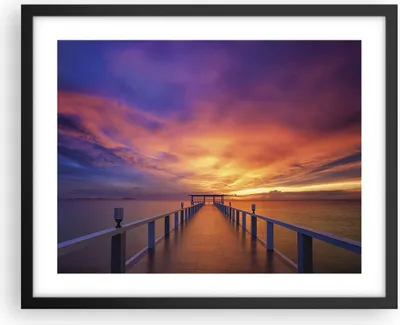 Produktbild von Gerahmtes Poster - Schwarzer Rahmen - Himmel die Farben Pier - 50x40 cm - Wand Bild - Wanddeko - Wandbilder - Kunstposter - Wandposter - Bilderrahmen - Bilder - Kunstdruck - Wandbild - P2BAA50x40-4202