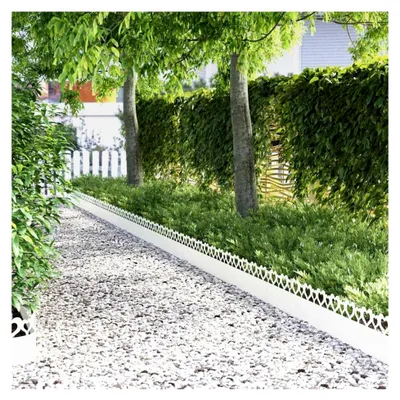 Produktbild von Rasenkanten 20 Stück Weiß 103 x 0,05 x 22 cm Stahl, Beetbegrenzung Metall Palisade für Gärten und Hochbeete