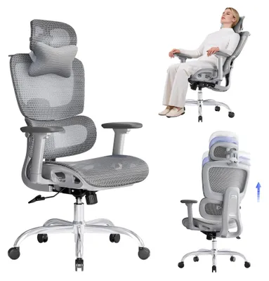 Obrázek produktu pro Ergonomická kancelářská židle s prodyšnou síťovinou a 3D opěrkou hlavy
