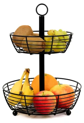 Produktbild von Etagere - 2-stöckig - runde Obstteller - zur Präsentation - Obstkorb - Obstschale - H= 33 cm - D= 24 cm