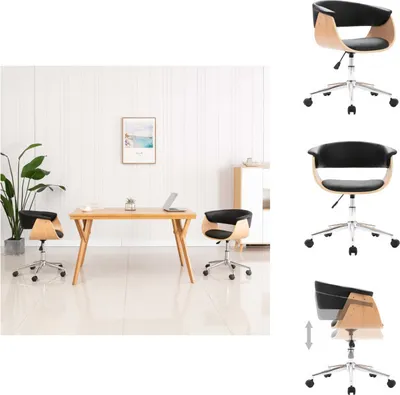 Immagine prodotto di vidaXL Sedia da ufficio girevole in legno curvato nero e Pelle finta - Sedie da ufficio
