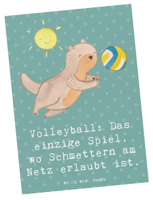 Produktbild von Mr. & Mrs. Panda Postkarte Volleyball Schmettern - Meeresbrise - Geschenk, einzelkarte, Postkarten, Agilität, Teamsport, Spaß, Ansichtskarten, Teamarbeit, bildkarte