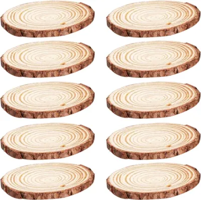 Produktbild von Baumscheiben aus Naturholz, 9–10 cm, vorgebohrte Holzscheiben, 1 cm dick, glatte Holzscheiben für Heimwerker, Bastelarbeiten, Hochzeits- und Wanddekorationen