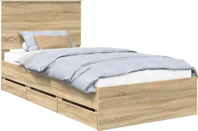 Image de Cadre de lit Chêne Sonoma 100 x 200 cm Bois Ingénierie