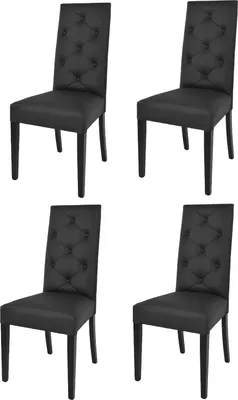 Produktbild von t m c s Tommychairs - 4er Set Moderne Stühle CHANTAL für Küche und Esszimmer, robuste Struktur aus lackiertem Buchenholz Farbe Schwarz, gepolstert und mit schwarzem Kunstleder bezogen