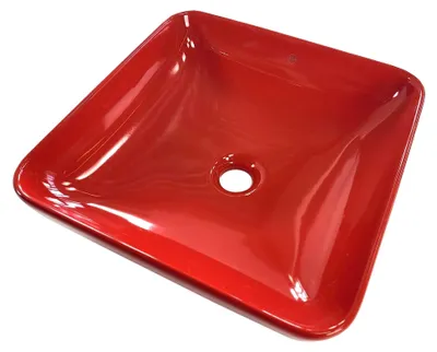 Produktbild von Aufsatzwaschbecken Waschbecken Waschschale RUND OVAL für das Badezimmer und Gäste-WC ohne Hahnloch und ohne Überlauf Aufsatzwaschbecken Rot Grau Schwarz (ROT, 38)