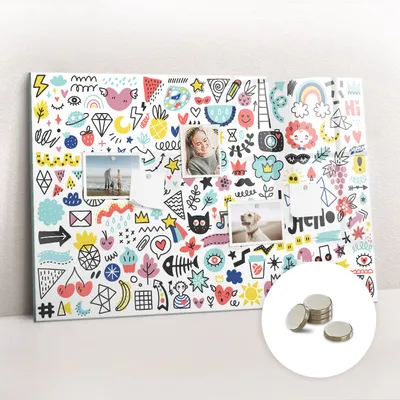 Produktbild von Magnetisch Tafel Magnettafel - Magnetpinnwand Memoboard - Notiztafel verschiedenen Designs - 90x60 cm - Bilder Skizzen