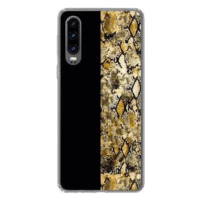 Produktbild von MuchoWow® Handyhülle Schutzhülle Hülle für Huawei P30 Schlange - Gold - Luxus Silikon Softcase Handy Hülle - Kartenbesitzer