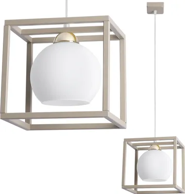Immagine prodotto di Lampada a sospensione Eliza Cage cashmere-oro a 1 luce con paralume bianco E27 – elegante lampada a sospensione per il soggiorno