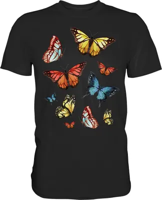 Produktbild von Frauen Bunte Schmetterlinge T-Shirt – Black / 4XL