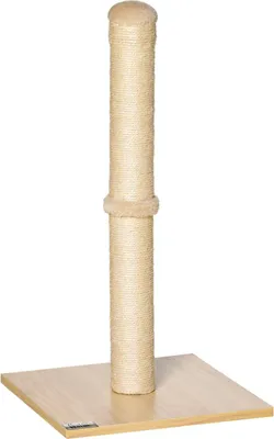 Obrázek produktu pro Škrabadlo Sisalové škrabadlo pro kočky, stabilní, s míčkem, 60 cm, dřevotříska, béžová+dubová barva