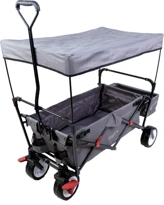Produktbild von Opvouwbare Strandkar mit Dach - Ideal für Rasen, Strand und lose Böden - Stabiles Stahlgerüst und leicht faltenbar