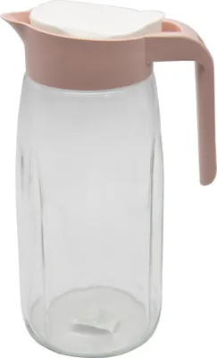 Produktbild von Glaskaraffe Glas Karaffe Krug 1,45L Wasserkaraffe Deckel Glaskrug Kanne Saftkrug Rosa