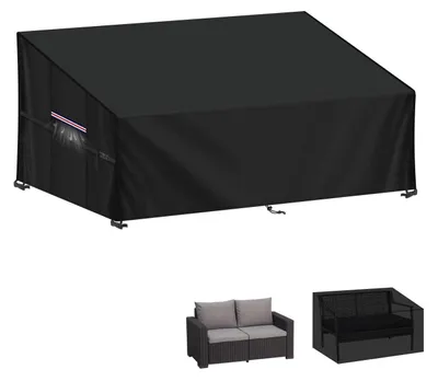 Obrázek produktu pro Ochranný obal na zahradní lavičku, vhodný pro 2 osoby, rozměry 147x85x80/60 cm, materiál 420D Oxford, voděodolný, s větráním