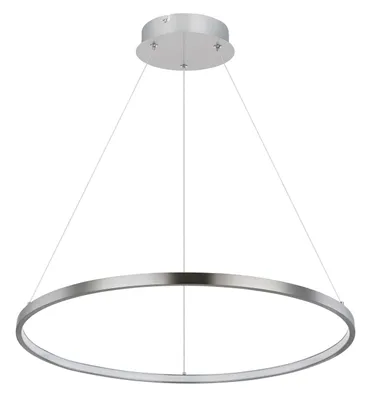 Produktbild von Globo Lighting Hängeleuchte Metall Nickel matt, Metall Nickel matt, Kunststoff opal, Höhe kürzbar, ø: 605mm, H: 1200mm, inkl. LED 29W 230V, 3400lm Source, 1570lm Output, 3000K