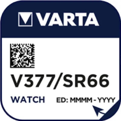 Produktbild von Varta Watch V 377 Uhrenzelle Knopfzelle SR 626 SW V377 Silber-Oxid 24mAh 1,55 V 1er Blister V 377