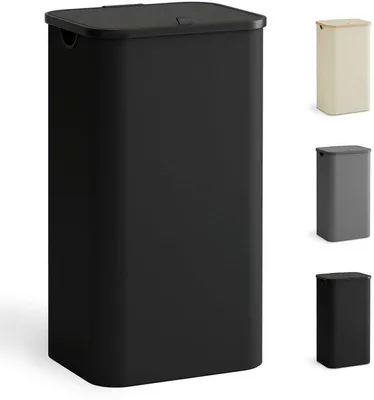 Zdjęcie produktu dla Składany kosz na pranie Unyqoos® z pokrywą – pojemność 100 litrów, wymiary 41 x 33 x 70 cm, składany, z plastikowym uchwytem i 4 podpórkami