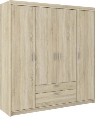 Produktbild von Masseno Drehtürenschrank ELENORA 176,3 cm Kleiderschrank Schlafzimmer Schrank 4-türig Sonoma Eiche