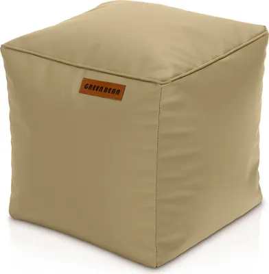 Produktbild von Green Bean® Sitzhocker aus Kunstleder - Pouf mit EPS Perlen Füllung - 40 x 40 cm - perfekte Ergänzung zum Sitzsack - Sitzwürfel Sitzkissen Hocker Fußhocker - helles Kamel