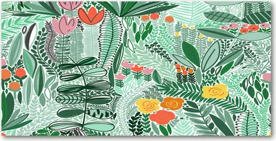 Produktbild von Tulup® Glas-Bild - 100x50 -Wandkunst - Wandbild hinter gehärtetem Sicherheitsglas  - Blumen & Pflanzen - Blumenmuster - Grün