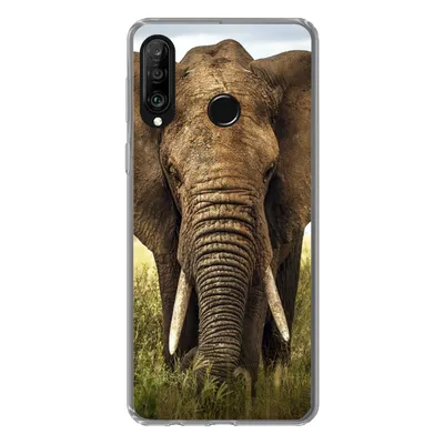 Produktbild von MuchoWow® Handyhülle Schutzhülle Hülle für Huawei P30 Lite Elefant - Gras - Tiere - Natur Silikon Softcase Handy Hülle - Handyhülle