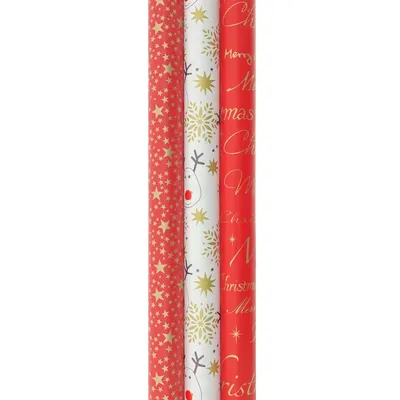 Productafbeelding van RED PASSION - cadeaupapier - kerstpapier inpakpapier voor kerst - 3 meter x 70 cm - 3 rollen