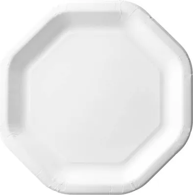 Produktbild von Weißer Pappteller, Tackogon, 24 x 24 cm, 50 Stück.