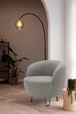 Produktbild von DOMO Collection Sessel Denver, ovaler Polstersessel, Loungesessel, bodenfreies Design, Relaxsessel, 72 x 76 x 72 cm (BxTxH), hellgrau