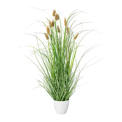 Produktbild von CREATIV green künstliches Gras im weißen Topf 60 cm mit echten getrockneten Wedeln, künstliches Ziegras im Topf