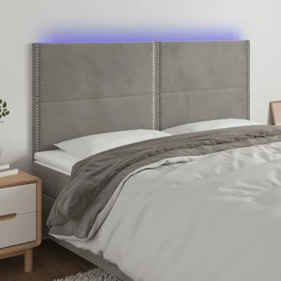 Produktbild von LED Kopfteil Hellgrau 200x5x118/128 cm Samt